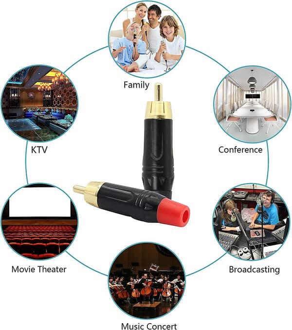 RCA-stik, RCA-stik, Reparationsstik til RCA, DIY RCA-loddeforbindelse til lyd- og videokabel - 2 stk.