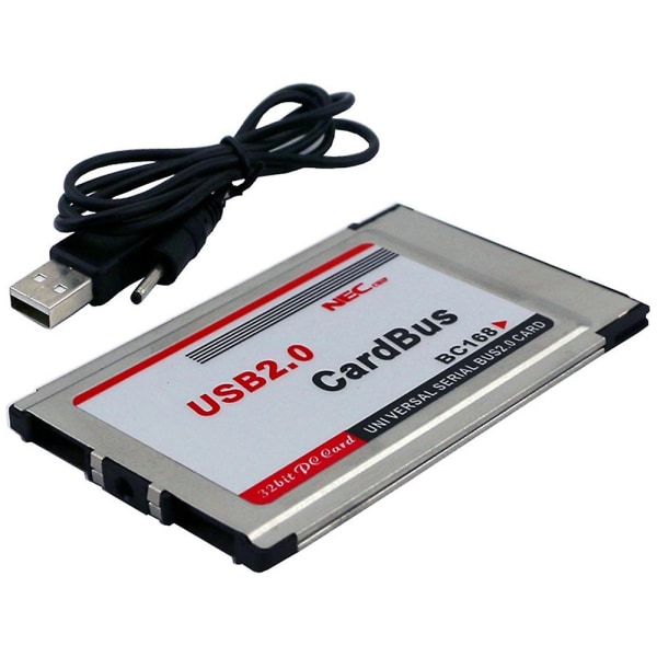 PCMCIA - USB 2.0 CardBus -korttisovitin kannettavalle tietokoneelle, 2 porttia, 480 Mt/s