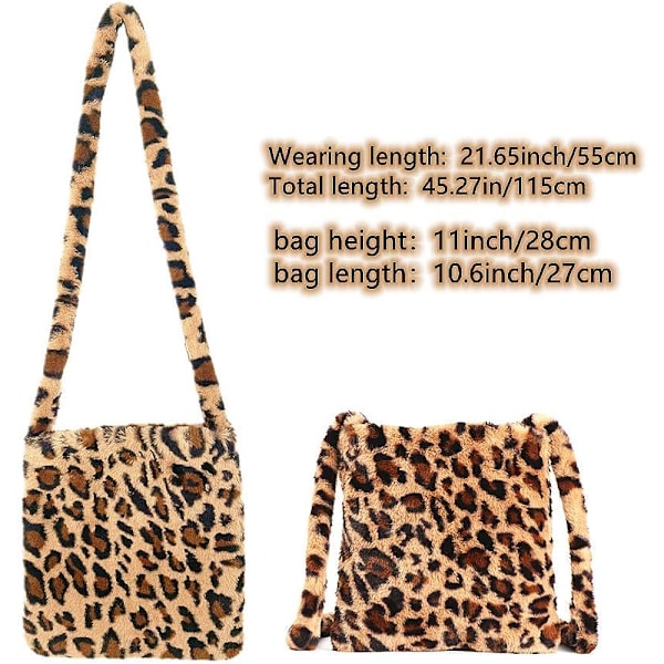 Plush-laukku naisille, uusi leopard-olkalaukku, vapaa-ajan suurikokoinen villainen olkalaukku