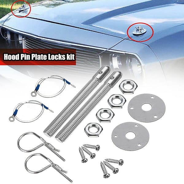 Universal Mount Hood Pin Låsset Racing Bil Aluminium Silver