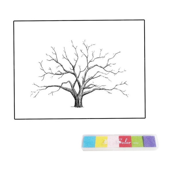 Kreativ Fingeravtrycks-Träd Bröllopssignaturmålning Bröllopsfest DIY Signaturträd Ritning (40 X 60cm)