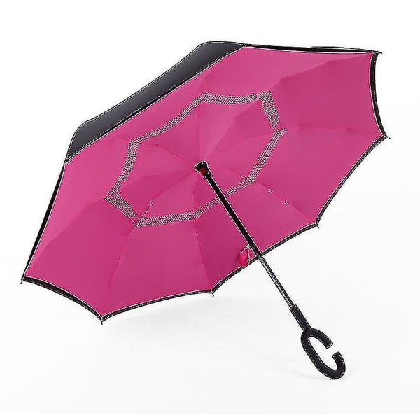 C- Parasol Foldbar Regn Vindtæt Paraply Dobbelt Lag Inverted Reverse--lilje Blomst