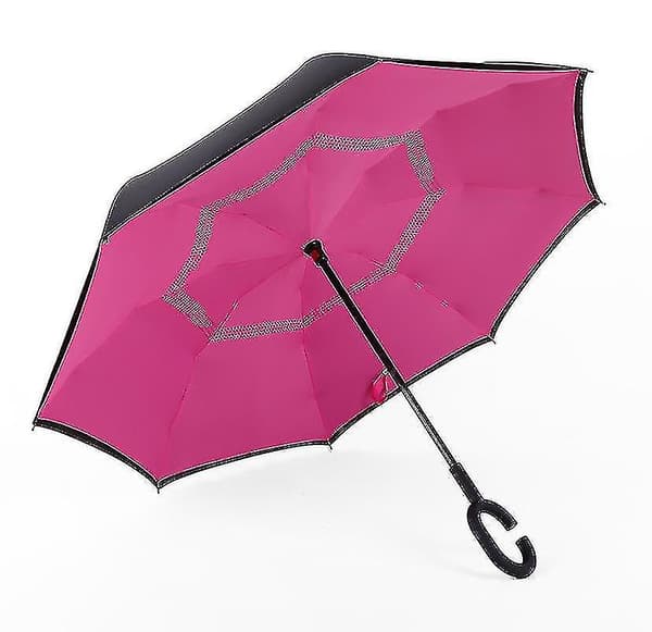 C- Parasol Folding Rain Windproof Umbrella Double Layers Inverted Reverse--lily Flower