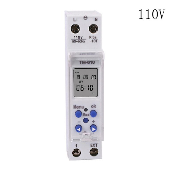 Y5gd tm610 220v/110v ajastimekytkin 18mm yksimoduulinen din-kisko lcd-digitaalinen 7 päivää 24 tuntia ohjelmoitava lähtöteho 16a
