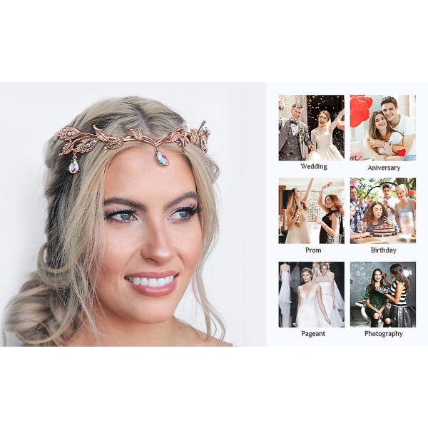 2023 - Tiaraer og kroner for damer, brudebryllups-tiaraer, alve-cosplay-kroner, pannebånd med bladfeedrakt