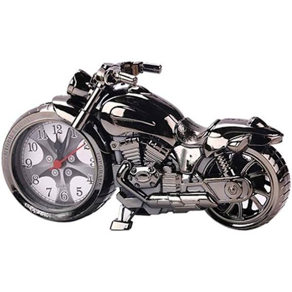 Motorcykel väckarklocka bord skrivbord tid klocka lyxig vintage gammal stil kvarts väckarklocka för hem kontor skrivbord hylla dekoration ( Svart  )