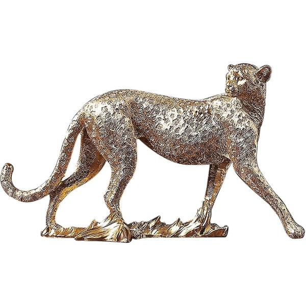 Moderni Polyresin Cheetah Figurine -kodin sisustus (seisova, kultainen)