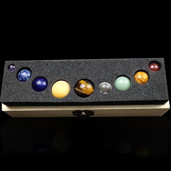 Nine Planets Solar System Natural Crystal Sphere Balls Gemstones Stone W/ Storage Box Feng Shui Teaching Props Meditation Decor Collection