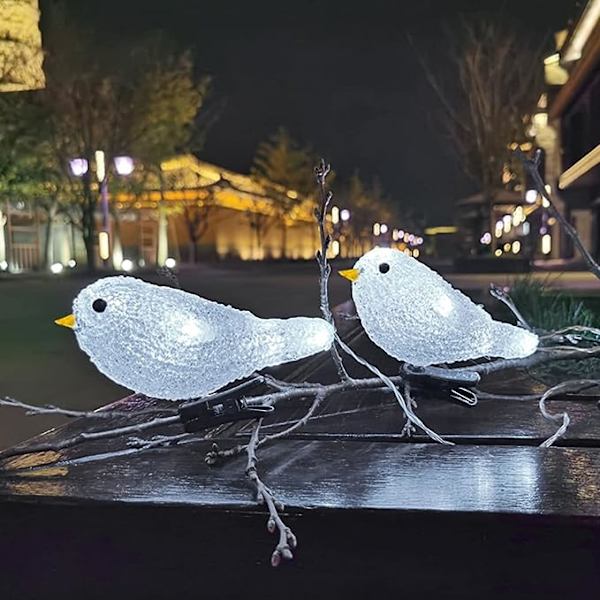 Vattentäta 5 LED Akryl Fågel Girlang Ljussträng Hem Trädgård Fest Dekoration Semester Drivs Landskap Fairy Lamp (Storlek: C)