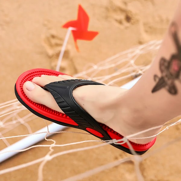 Herre Bad Flip Flops Sklisikre Casual Strand Sandaler Sklisikre Tøfler Rojo 43