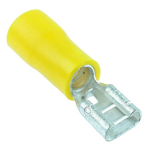 4,8 mm Han- og Hun-Isolerede Spade-Krympe-Terminalforbindelser Tråd Kabel Elektrisk Rød Blå Gul (4,8 mm Hun (x50), Gul)