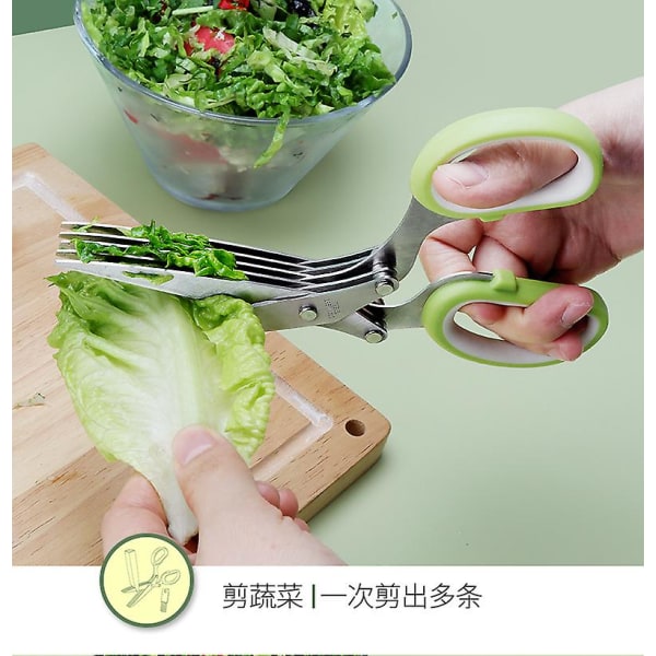 2023 - 5-lags urtesakser - Kult kjøkkenverktøy for å kutte ferske hageurter - 4 deler, oppvaskmaskin