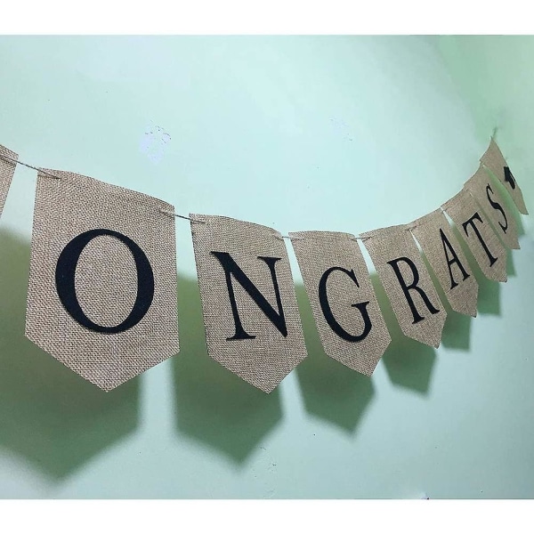 Grattis Banner Burlap Graduation Banner Svart Graduation Cap Montering Utexaminerade