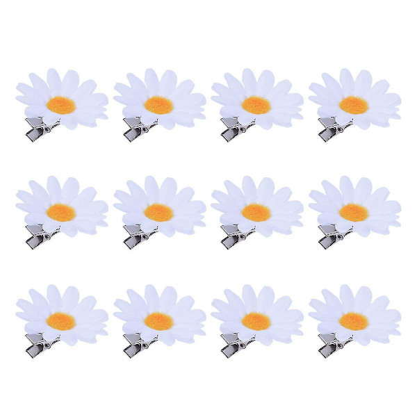 12 stk Daisy Hårklipp Blomster Hårspenner Hårnåler Bryllup Hårtilbehør For Baby Barn Jenter Småbarn Kvinner (hvit)