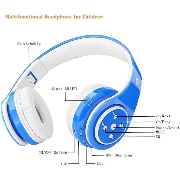 Bluetooth-hodetelefoner for barn og tenåringer fra 5 år - Trådløse hodetelefoner