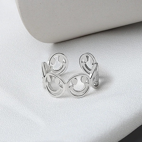 Silver ring man woman double thread round vintage fashion wedding jewelry open adjustable fashion 2022 gift R0193