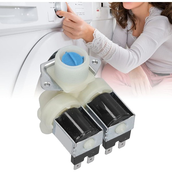 Vandindløbsventil, Universal Ac220v-240v erstatningsvandindløbsmagnetventil Dobbelthoved til vaskemaskiner til automatiske vaskemaskiner