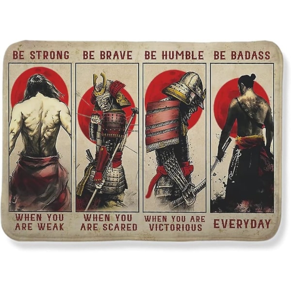 Japansk Tæppe Samurai Print Tæpper Retro Skridsikker Gulvmatte Inspirerende Citater Japan Dekoration Matte Til Stue Soveværelse Badeværelse Barn