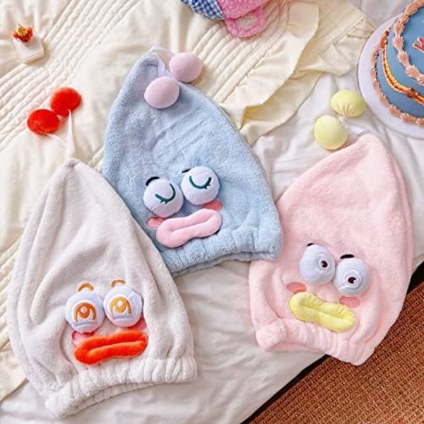 Sjov stor øjne hårtørring cap hår wrap mikrofiber hår håndklæder absorberende hårtørring håndklæde badning indpakket cap til kvinder