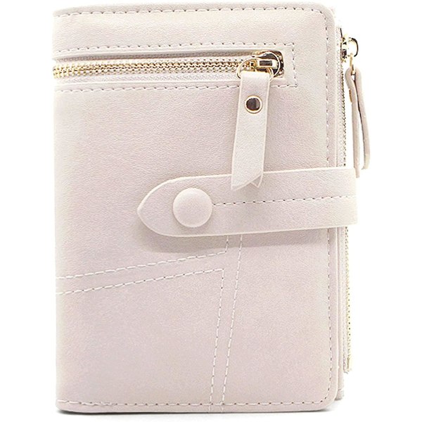 Dame lommebok, kort lommebok med PU-skinn (hvit)