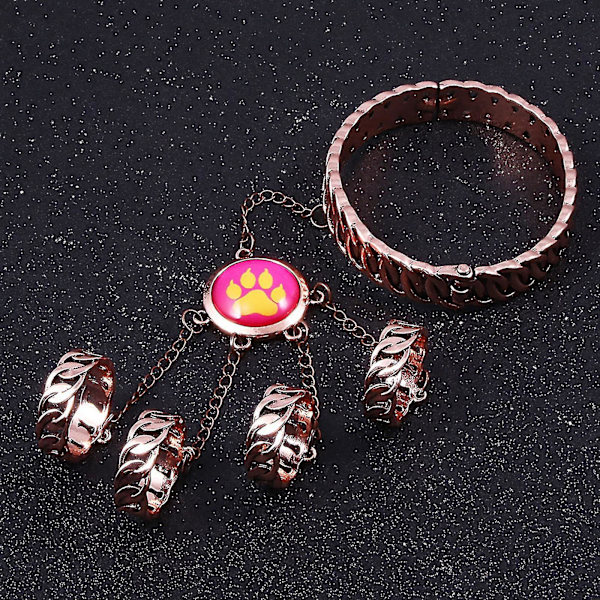 Animering Ladybug Reddy Tjej Ring Armband Set Katt Klo Och Hund Klo Element Ring Öppning Stängning Armband Present Till Barn-