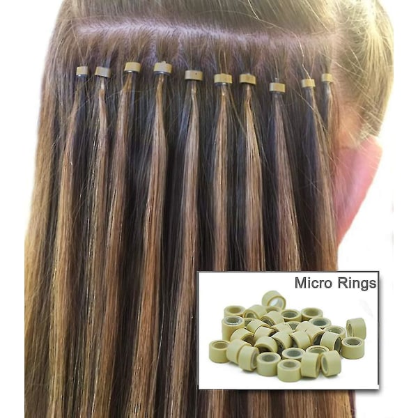 2500 st Micro Rings Links Beads för hårförlängningar, 5 mm silikonfodrade pärlor för hårförlängningar av äkta hår