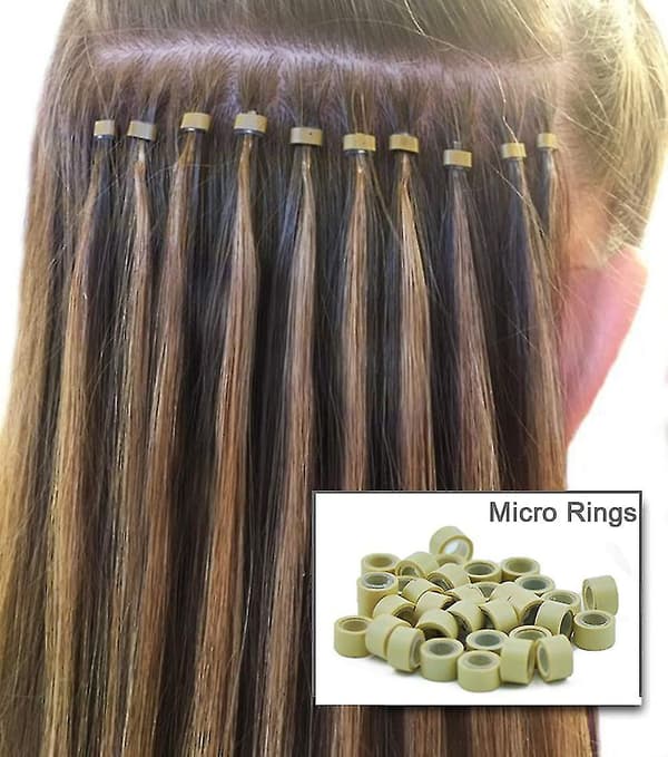 2500 stk. Mikro-ring-extensions, 5 mm silikonfôrede perler til menneskehår-extensions