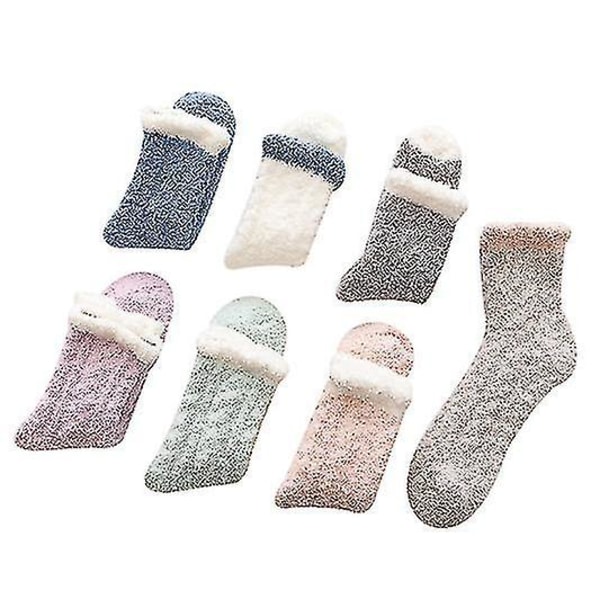 7-pak Fuzzy Plush Sokker for Kvinner og Jenter - Vinter, Fluffy, Casual