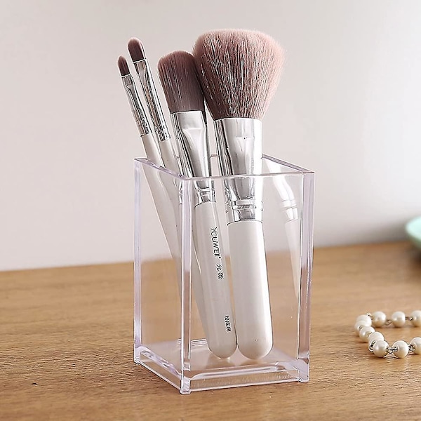 2 stk. gennemsigtig akryl blyant pen holder kop, makeup børste holder akryl skrivebordstilbehør 8,5 x 8,39 x 4,37 tommer