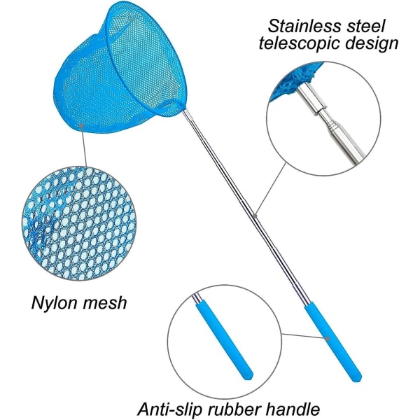 7 stk. Teleskopiske sommerfuglenet til børn - Fiskenet, der kan forlænges til børn, der fanger insekter, insekter, der leger udendørs