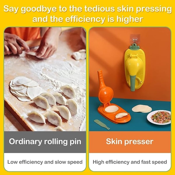 2 i 1 Dumpling Maker Dumpling Press Dumpling Skin Artifact Kjøkken Dumpling Making Tool DIY Manuell Dumpling Molds(Orange)