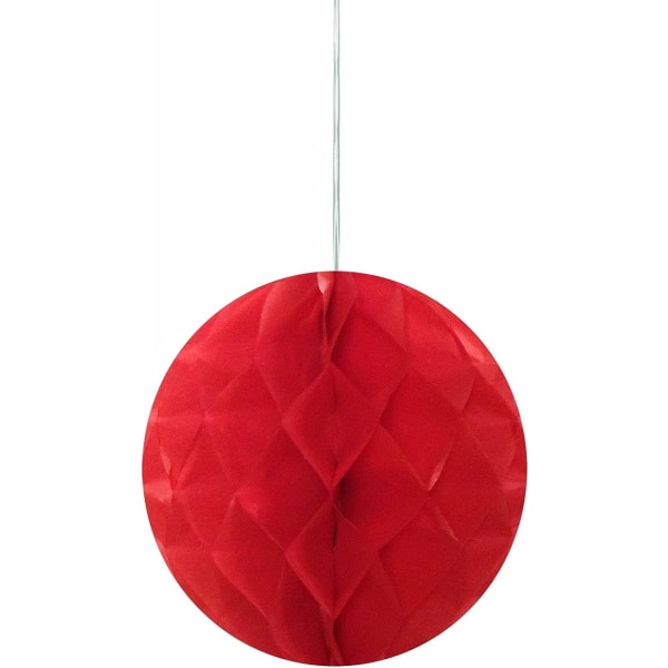 Hengende festdekorasjon, 6 tommers vev honeycomb ball for bryllup, bursdagsfester, babyshower og barnehageinnredning (5-pakning), rød