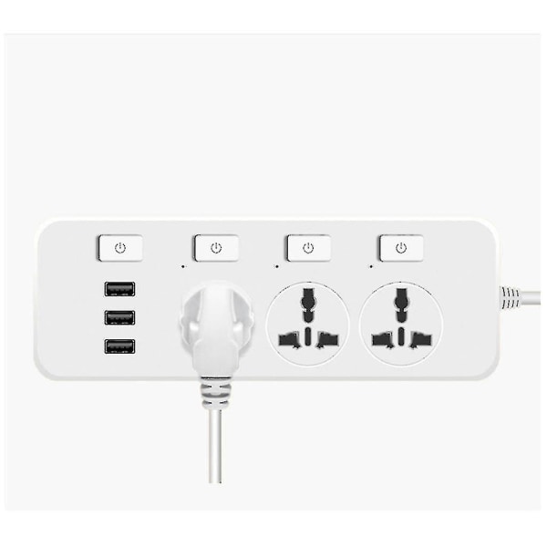 Us/uk/eu Strømskinne 5v2.1a Overspændingsbeskytter Med 3 Stikkontakter & 3 Usb-porte