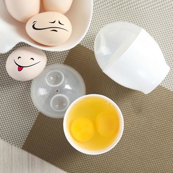 Dampet eggkopp kompatibel mikrobølgeovn, frokost kokt eggkopp, 2 stykker