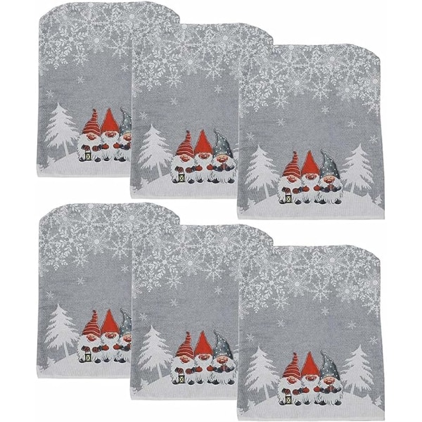 Cover Matstolsöverdrag Set med 4/6/8 st Nya juldekorationer, stil tecknad röd och grå bords- och cover Kreativt tryck jul