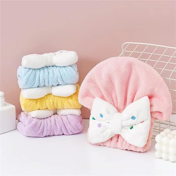 Hurtigtørrende hårhåndklæder, badehætter, bærbare koral fleece badehætter, badetilbehør (farve: D, størrelse: 1)
