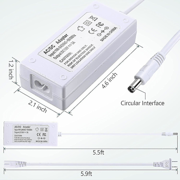 Strømadapter Kompatibel med Cricut Maker og Cricut Explore Air 2 Skæremaskine, 18v 3a AC Strømforsyningsledning Kompatibel med Cricut, Oplader-