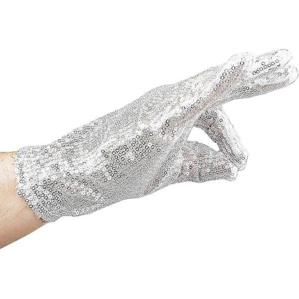 Michael Jackson Sequin Handske - Hvid Højrehåndet Handske Kostume Tilbehør - 1 stk.