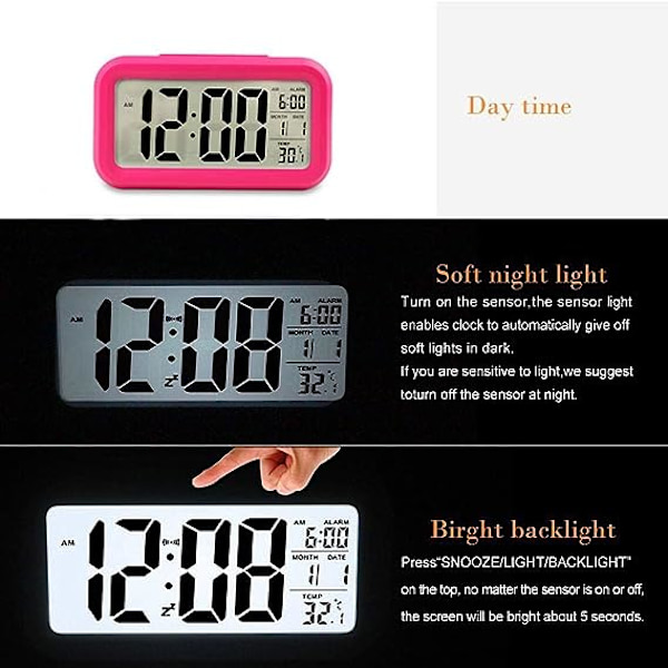 Digital väckarklocka flickrum dekoration (rosröd)