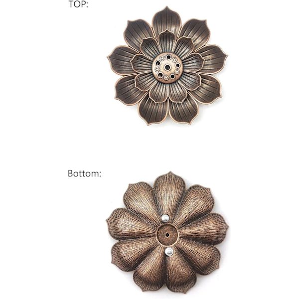 Lotus Røgelsesholder 6-Huls Messing Pinde Røgelsesholder Kobber Kegle Røgelsesbrænder Lotus Pinde Røgelse til Kontor Hjem SPA Yoga Te