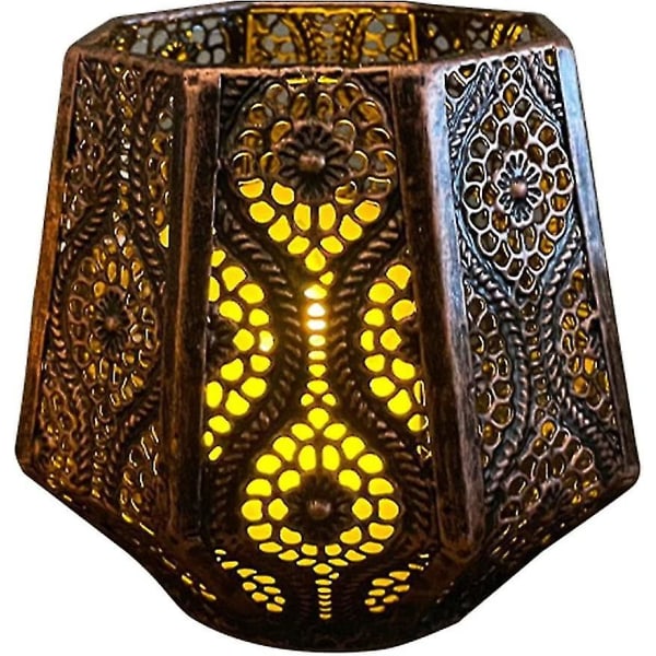 Marockansk lykta i metall, värmeljushållare för bord, marockansk lykta, vintage värmeljushålle