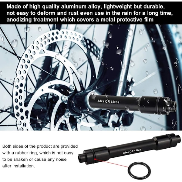 Thru Axle Adapter 15mm til 9mm Hurtigudløser Adapter Aluminiumlegering Spidsadapter Konverter Hul Aksel Akselgaffel Adapter Med R