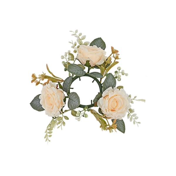 Kynttiläkranssi kynttilänjalka tekolehdillä Rose