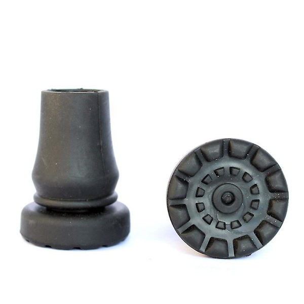 Stokkepind, skridsikker gummibelagt universel stokkespids til 3/4\" stok, 3/4 tommer - rund bund (2 stk., sort)