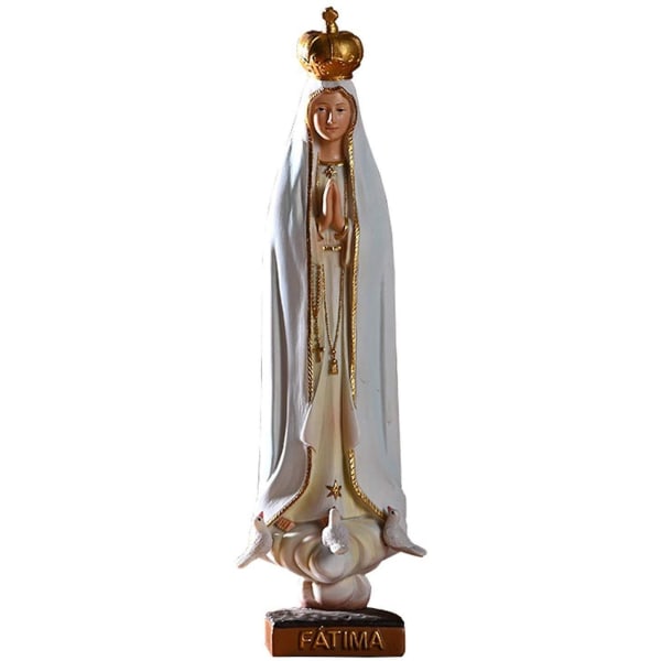 Vor Frue af Fatima-statue, religiøs figur Jomfru Maria Madonna Håndmalet statue Holy Virg
