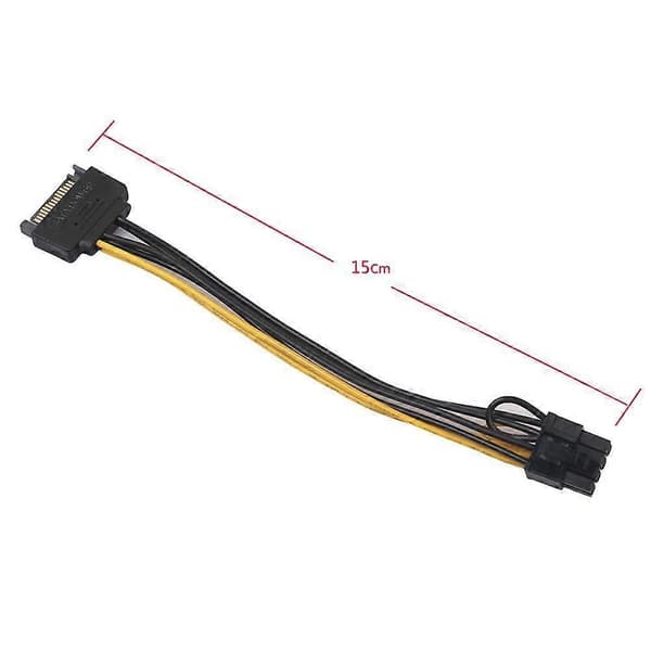 SATA 15-bens han til 8-bens 6+2 PCI-Express PCIe Video Grafisk Strømadapter B0M2 black One-size