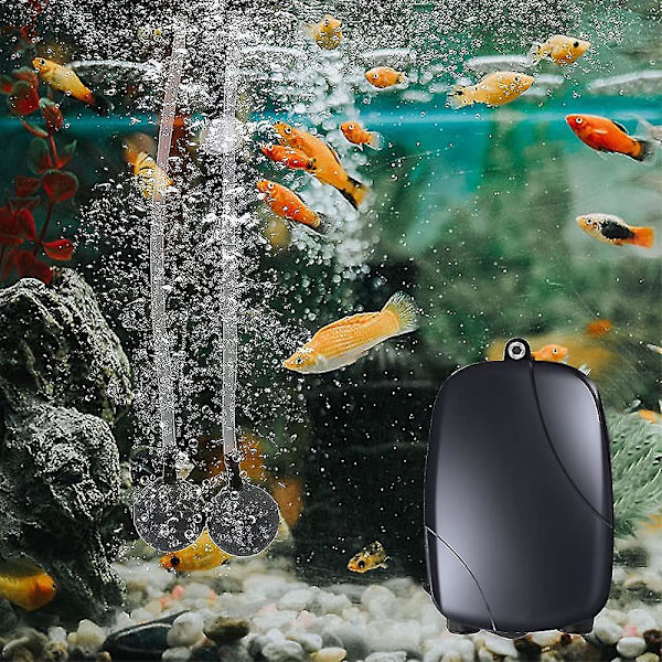 Akvarieluftpumpe, Ultra Stille Akvarieluftpumpe, Akvarium Oxygenpumpe, Akvarium Oxygenpumpe Med Luftslange, Med Luftslange, Luftsten Og Kontrolventil, Til