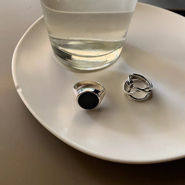 Minimalistisk silverring mode dam kreativ flerskiktad geometrisk kors punkring fest smycken presenter av A Deep R1959