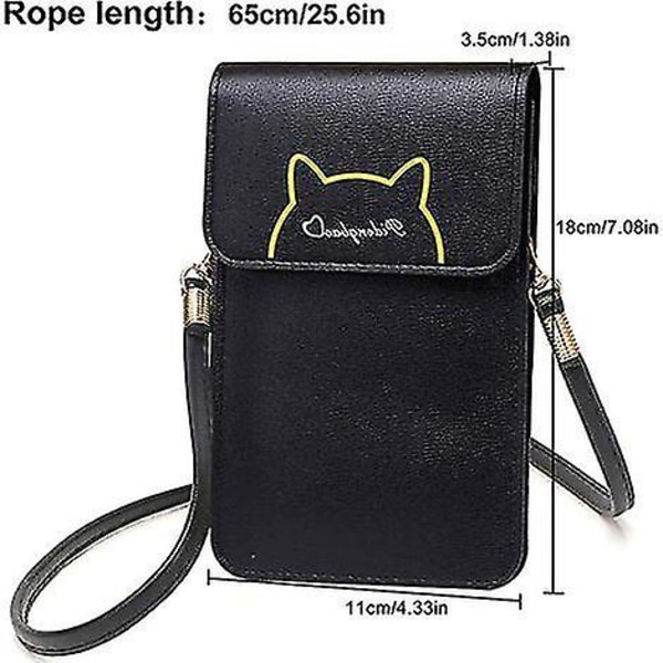 Mini Crossbody Bag, Søt Pu Lær Mobiltelefon Veske Med Berøringsskjerm Tydelig vindu Crossbody Lommebok For Telefonnøkler Pengekort Bl