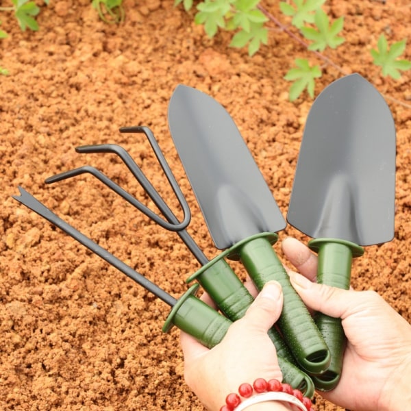 4-delt hageverktøysett, Hageutstyr, Potteverktøy for planter med sklisikker plastgrep for hjem, hage, gård, plen, utendørs bruk
